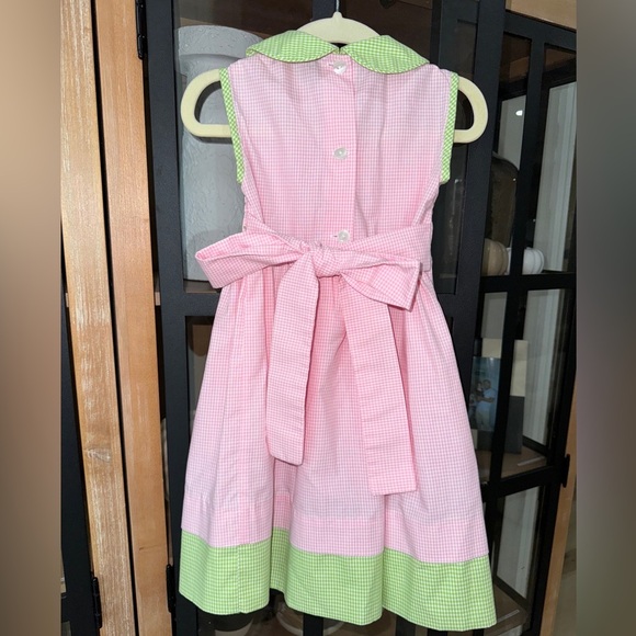 Anavini smock rosettes dress toddler girl peterpan collar embroidered bow floral - Picture 3 of 7